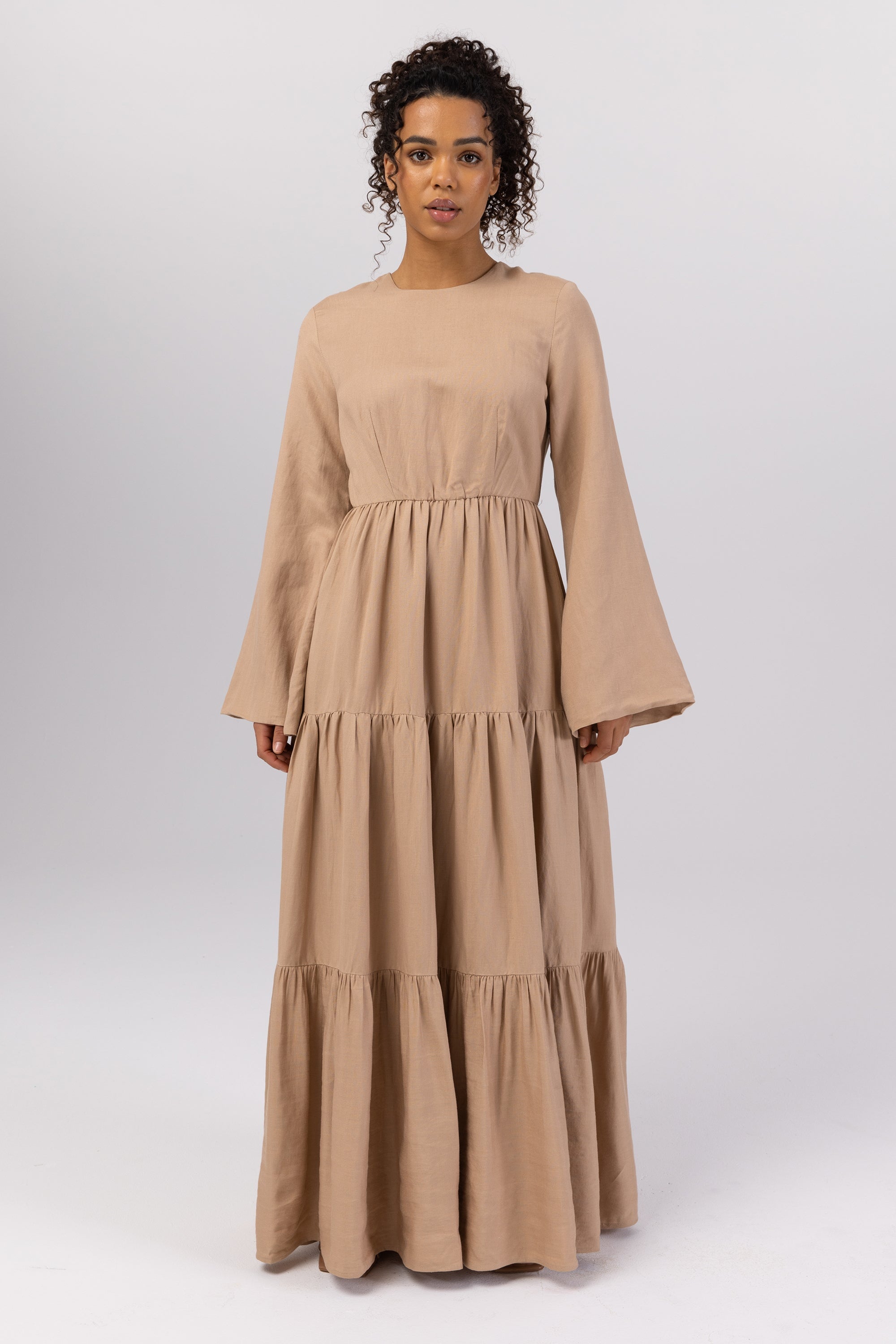 Manar Linen Kimono Sleeve Maxi Dress - Caffe saigonodysseyhotel 