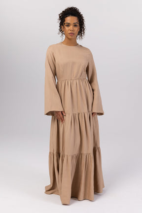 Manar Linen Kimono Sleeve Maxi Dress - Caffe epschoolboard 