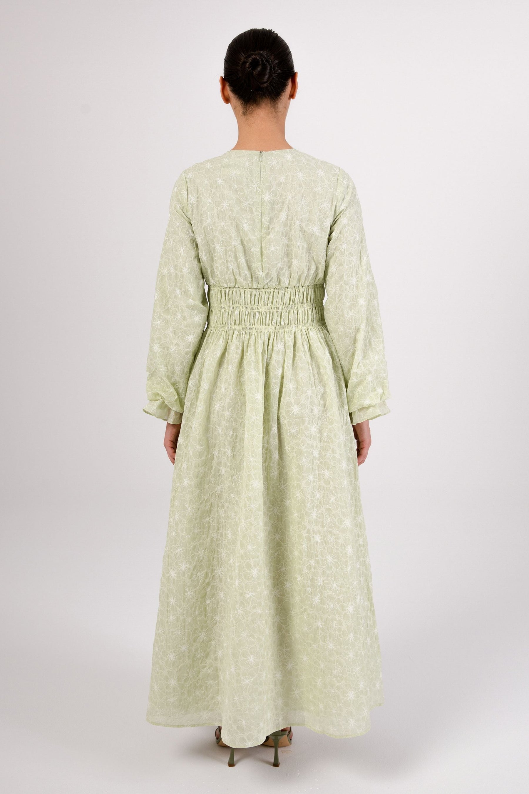 Marwa Green Floral Rouched Maxi Dress epschoolboard 