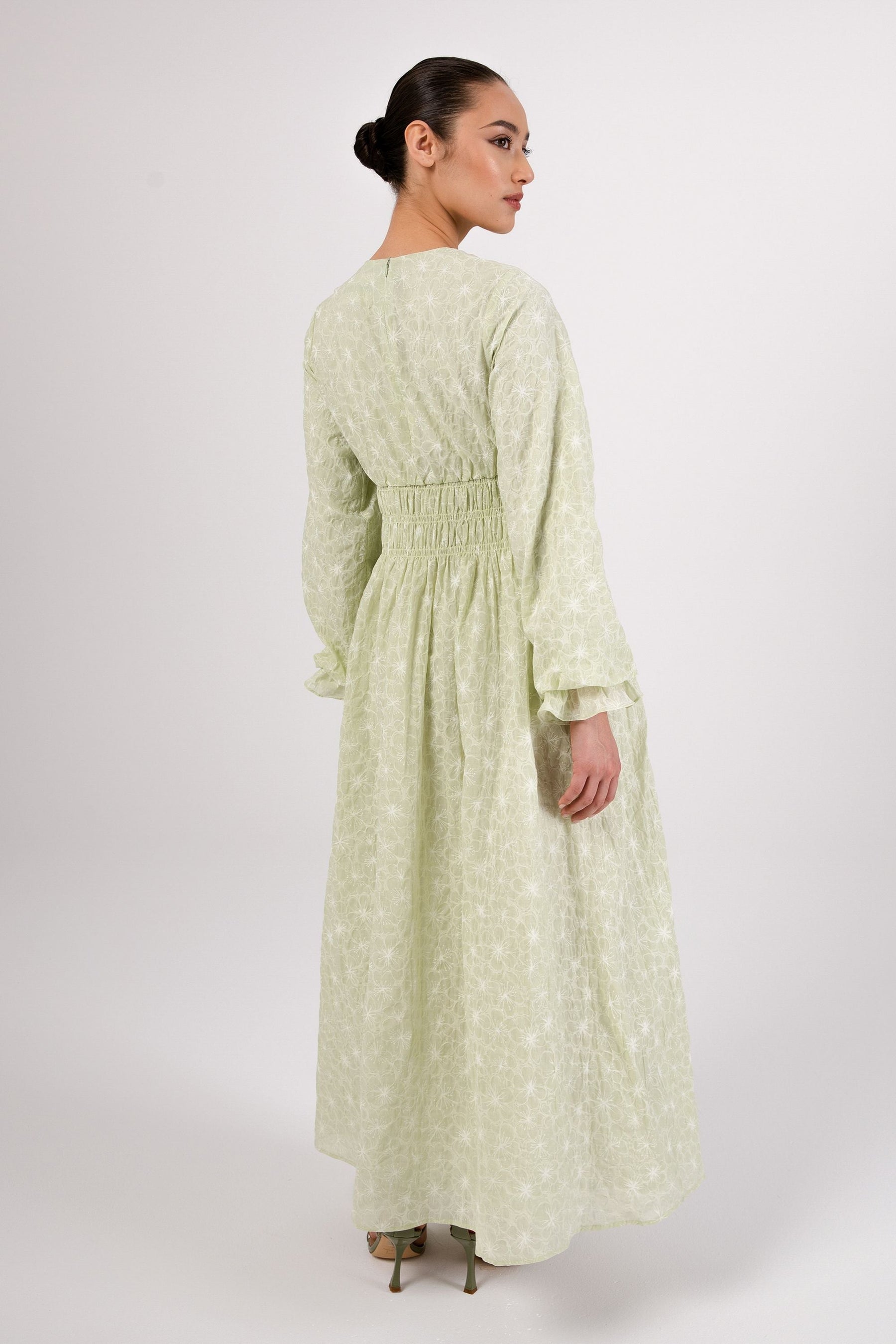 Marwa Green Floral Rouched Maxi Dress epschoolboard 
