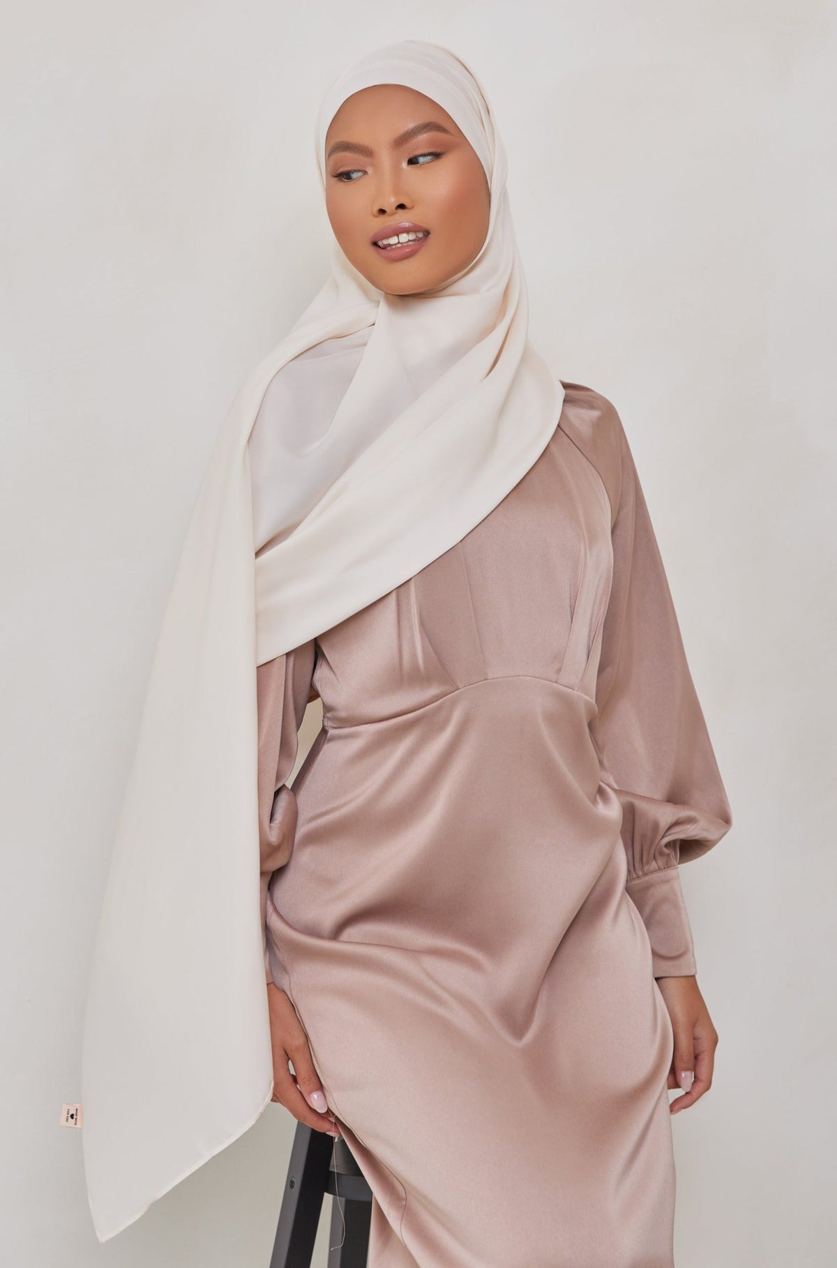 MATTE Satin Hijab - Iridescent Ivory epschoolboard 
