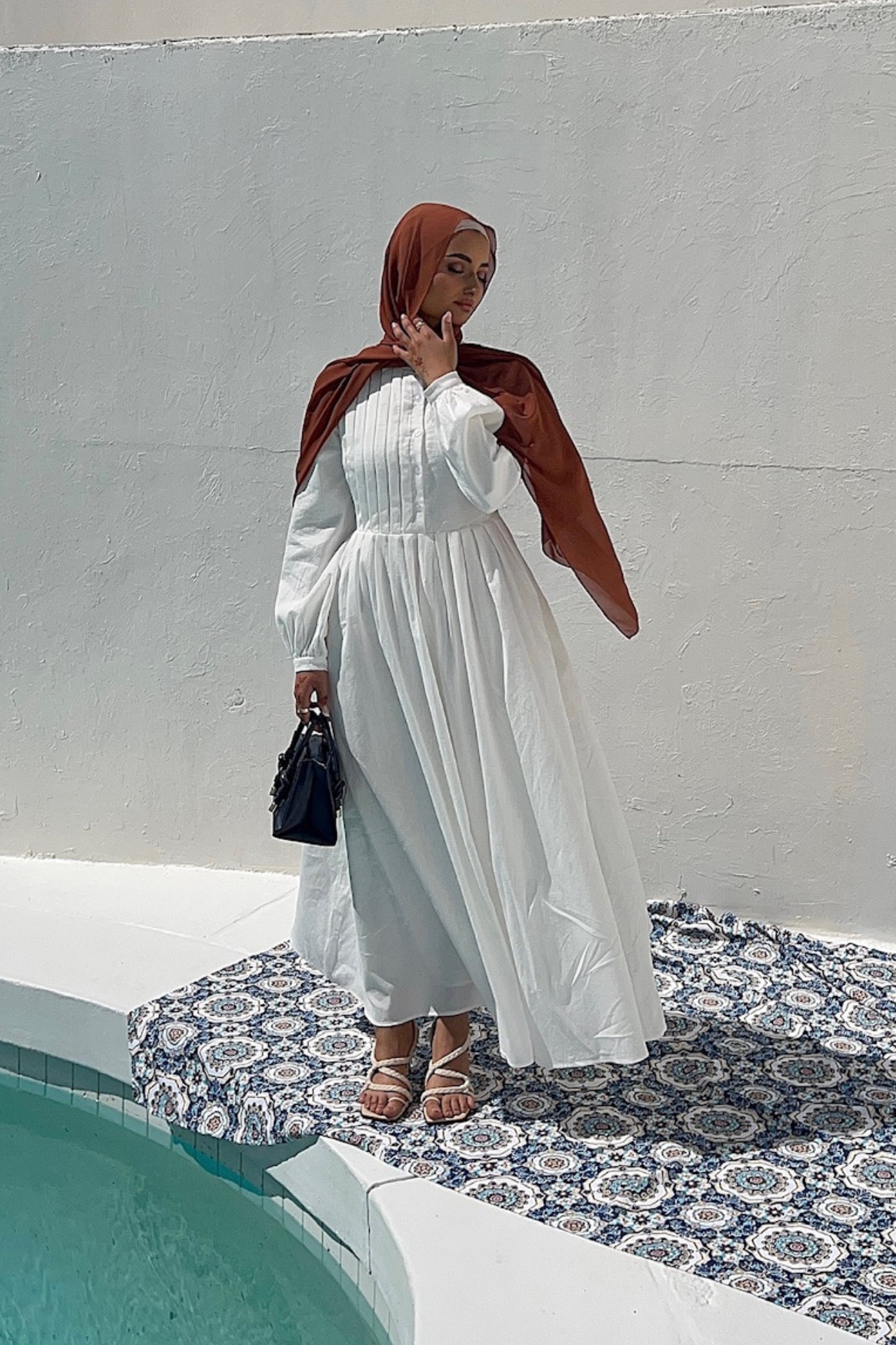 Mona Asymmetric Pleat Front Maxi Dress - White Clothing epschoolboard 