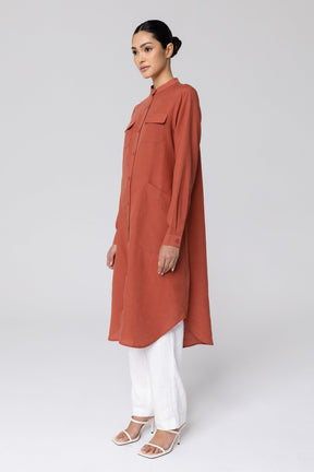Nadine Button Down Utility Tunic - Baked Clay epschoolboard 