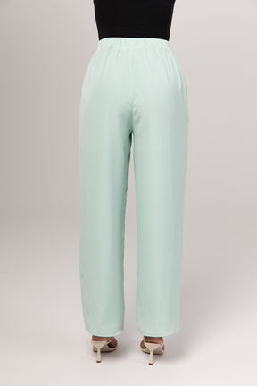Nashwa Textured Rayon Wide Leg Pants - Mint Green epschoolboard 