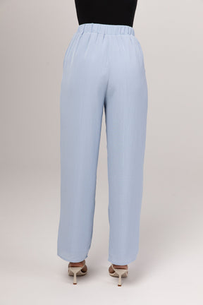 Nashwa Textured Rayon Wide Leg Pants - Powder Blue epschoolboard 