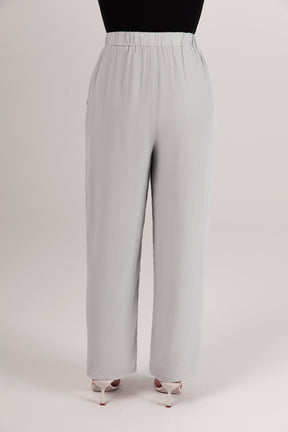 Nashwa Textured Rayon Wide Leg Pants - Soft Grey epschoolboard 
