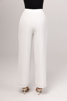 Nashwa Textured Rayon Wide Leg Pants - White epschoolboard 