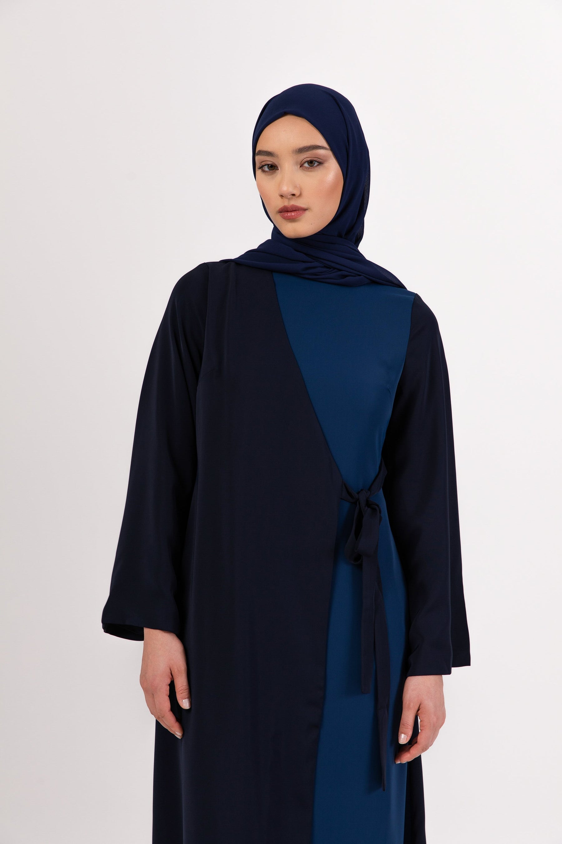 Omaya Two Tone Wrap Front Maxi Dress - Dark Blue saigonodysseyhotel 