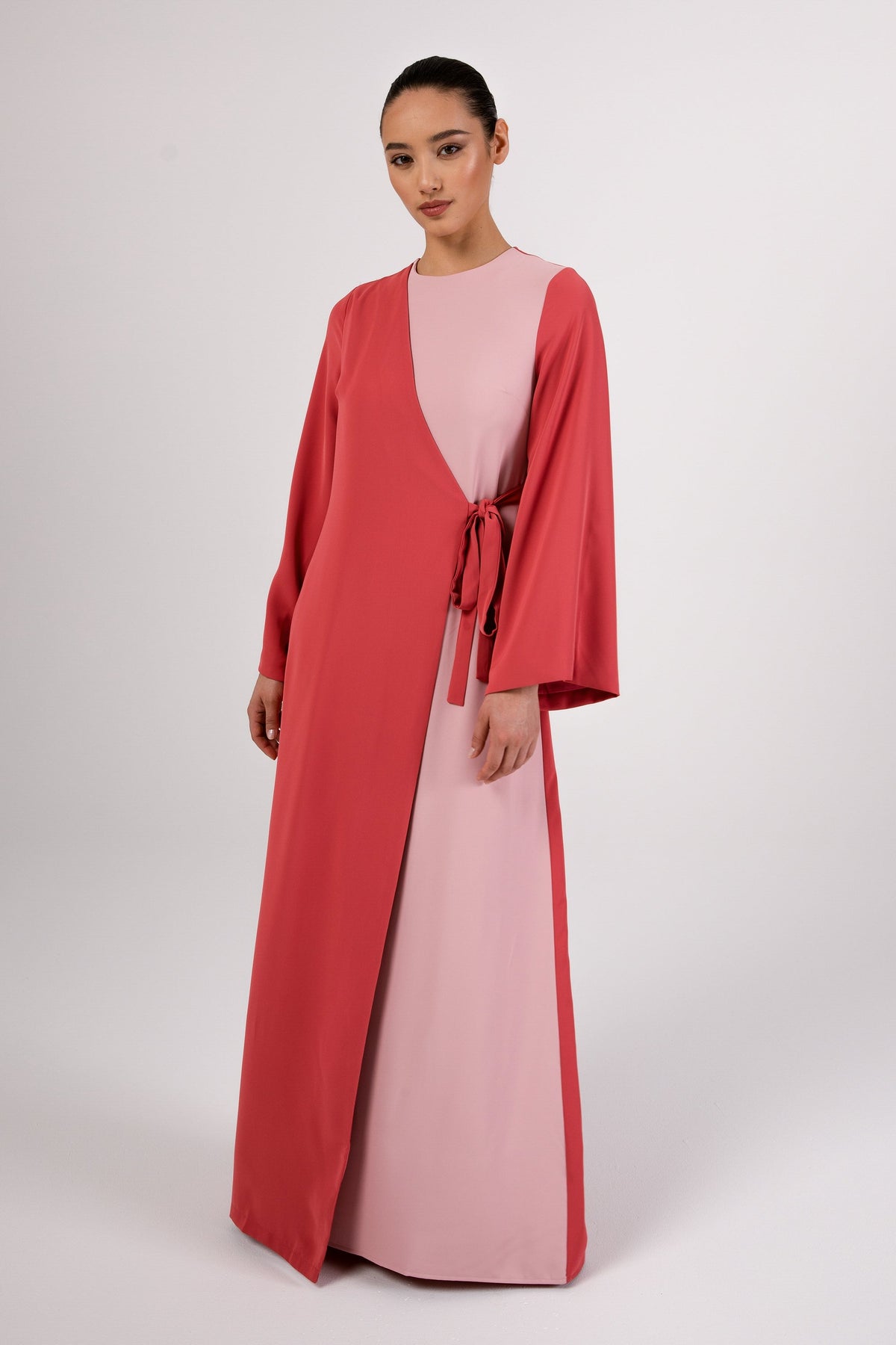 Omaya Two Tone Wrap Front Maxi Dress - Rosewood Pink saigonodysseyhotel 