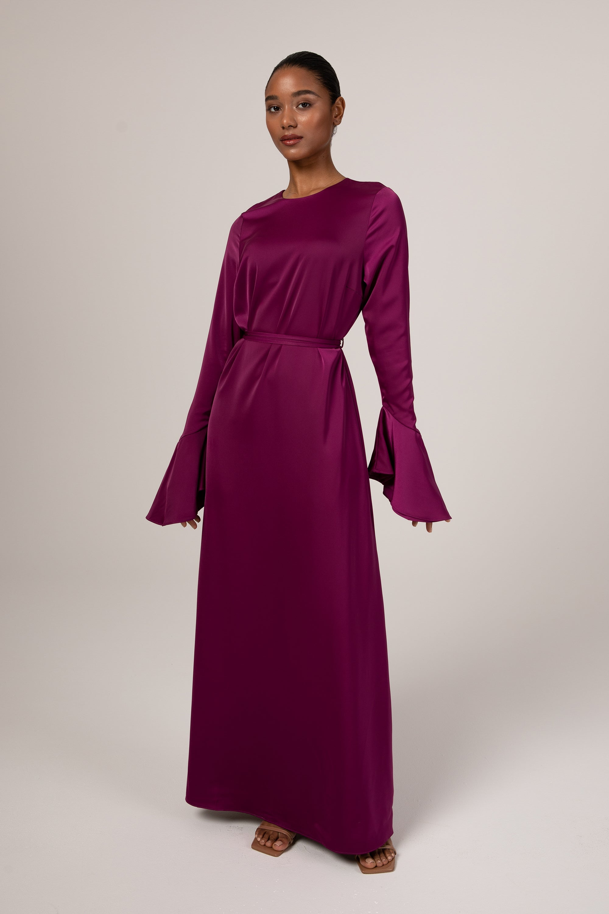 Purple maxi dress long sleeve Clearance
