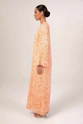 Pleated Printed Shift Maxi Dress - Canyon Sunset epschoolboard 