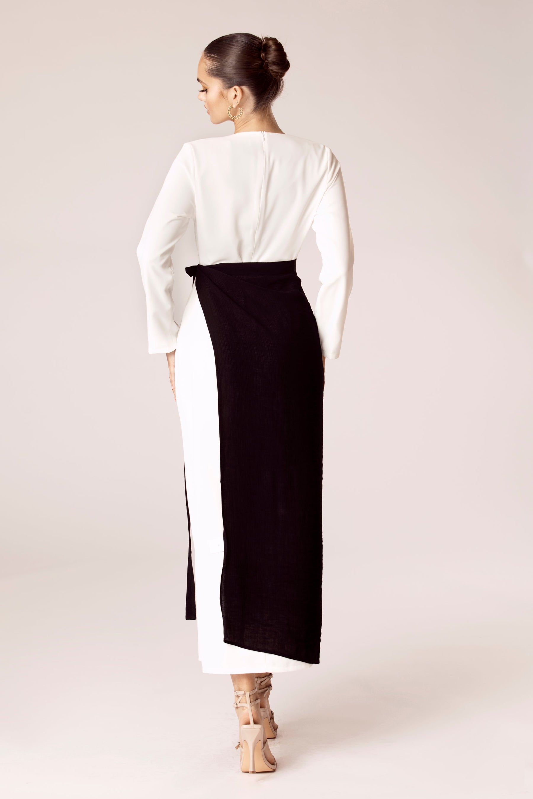 Rana Textured Overlay Tie Skirt - Black epschoolboard 