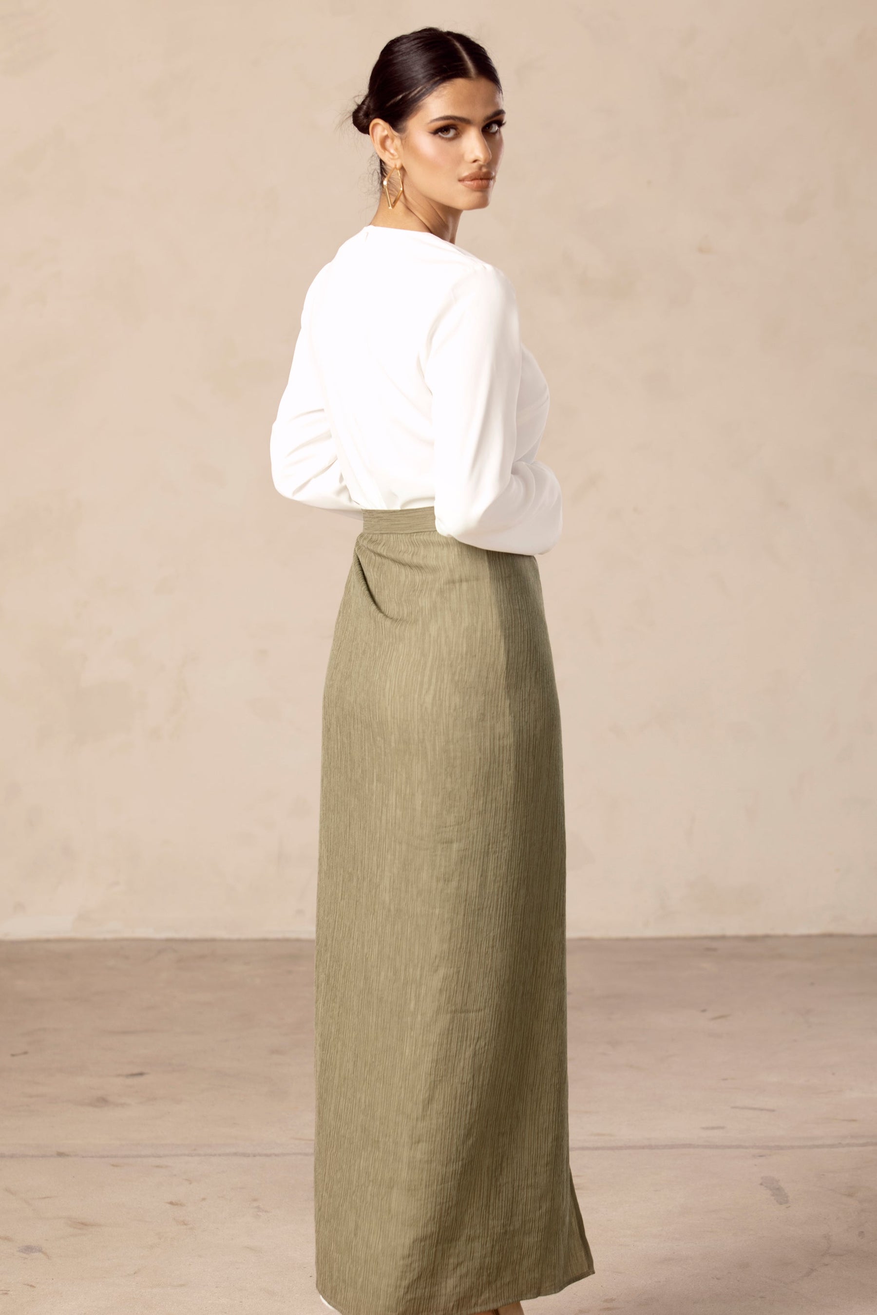 Rana Textured Overlay Tie Skirt - Gardenia Green epschoolboard 