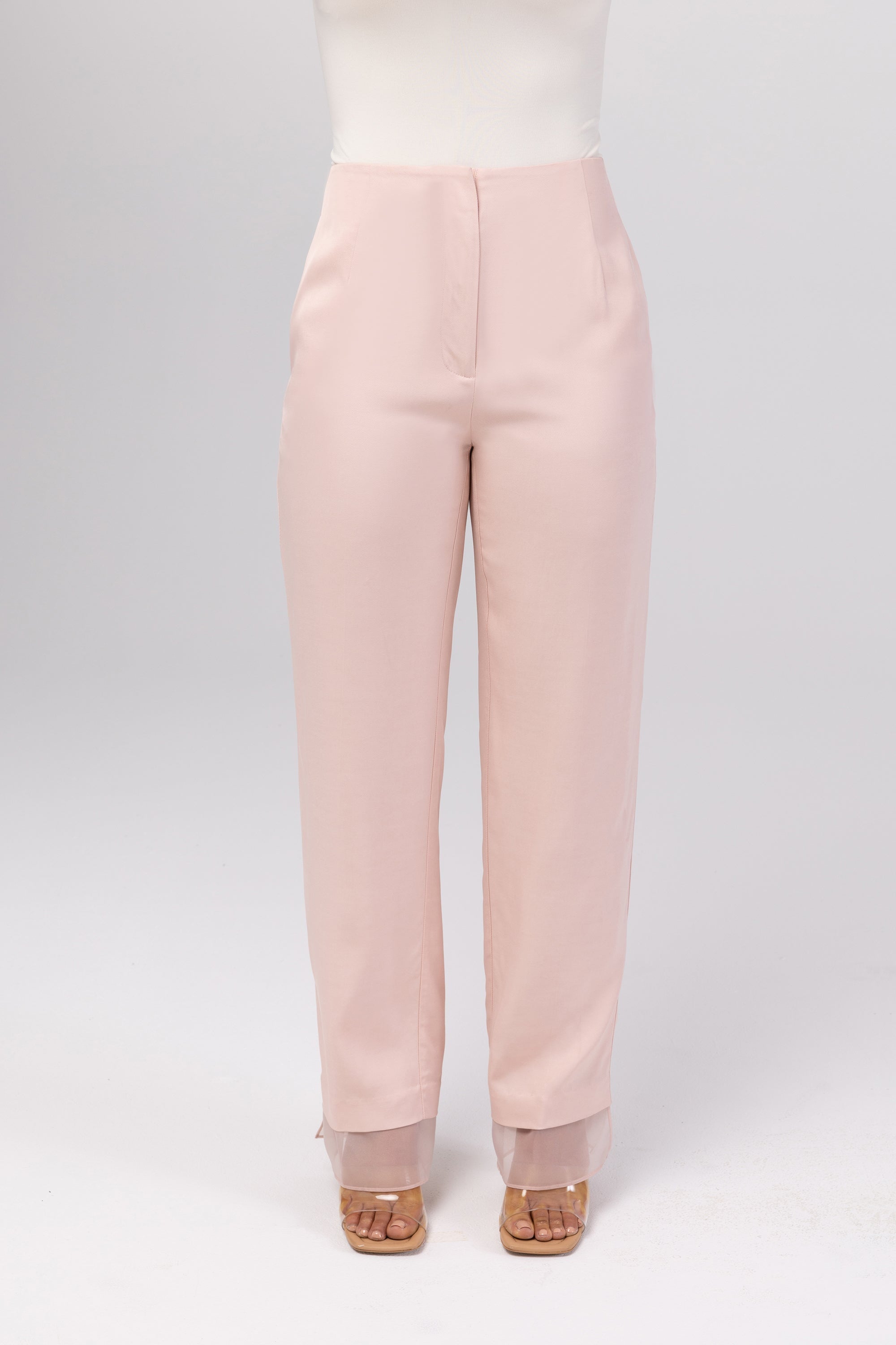 Rayan Organza Trim Trousers - Sepia Rose Veiled