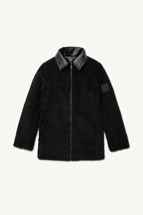 Reversible Vegan Leather Sherpa Aviator Coat - Black saigonodysseyhotel 
