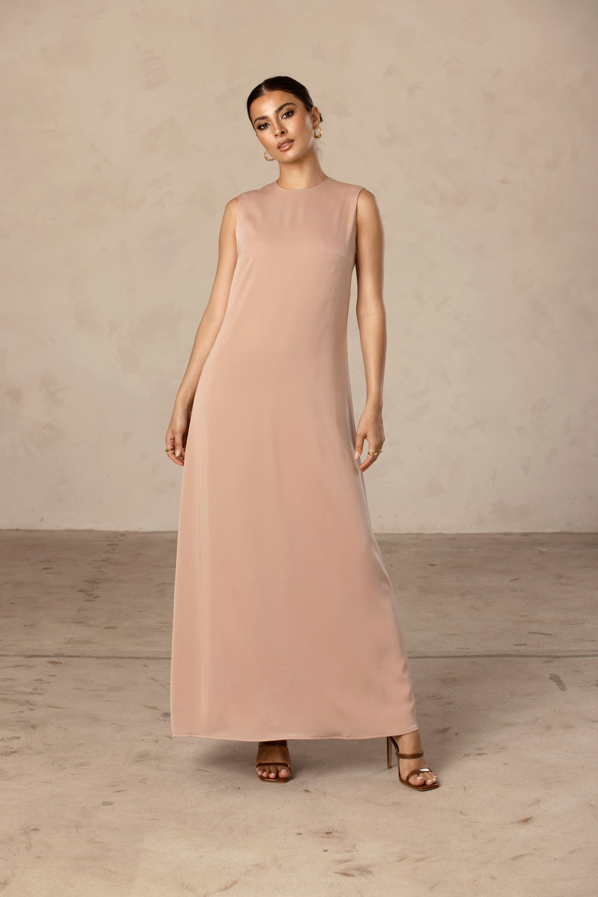 Sadia Sleeveless Maxi Dress & Skirt Set - Mink Veiled Collection 