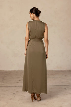 Sadia Sleeveless Maxi Dress & Skirt Set - Olive Oil epschoolboard 