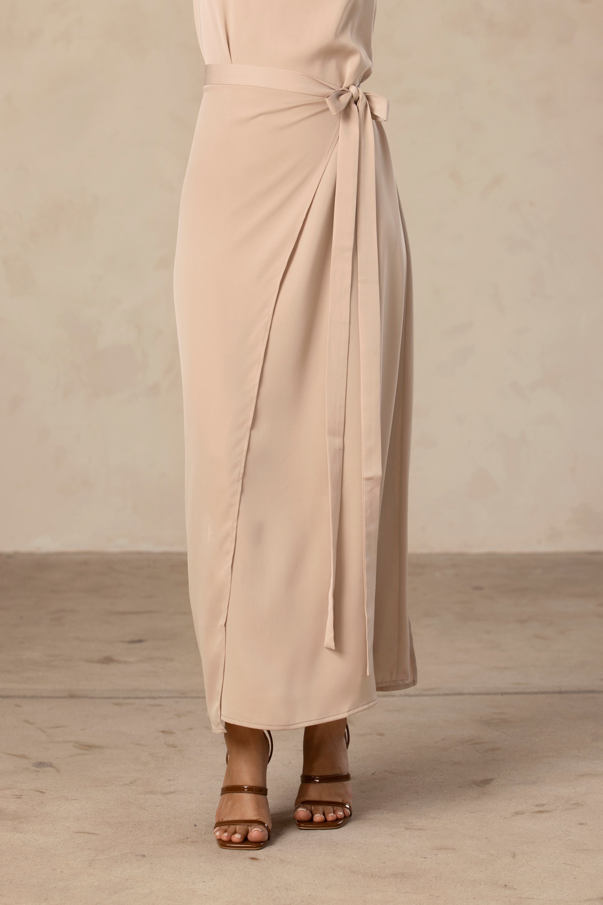 Sadia Sleeveless Maxi Dress & Skirt Set - Taupe Veiled Collection 
