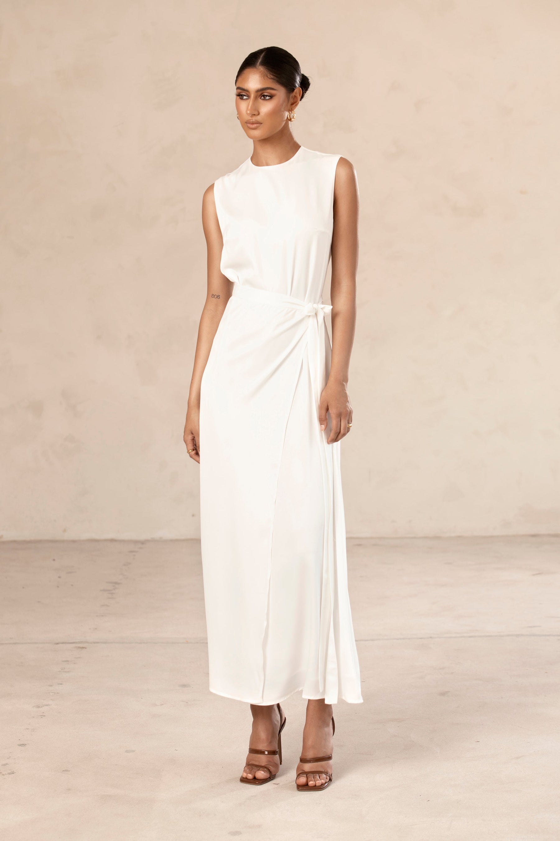 Sadia Sleeveless Maxi Dress & Skirt Set - White epschoolboard 