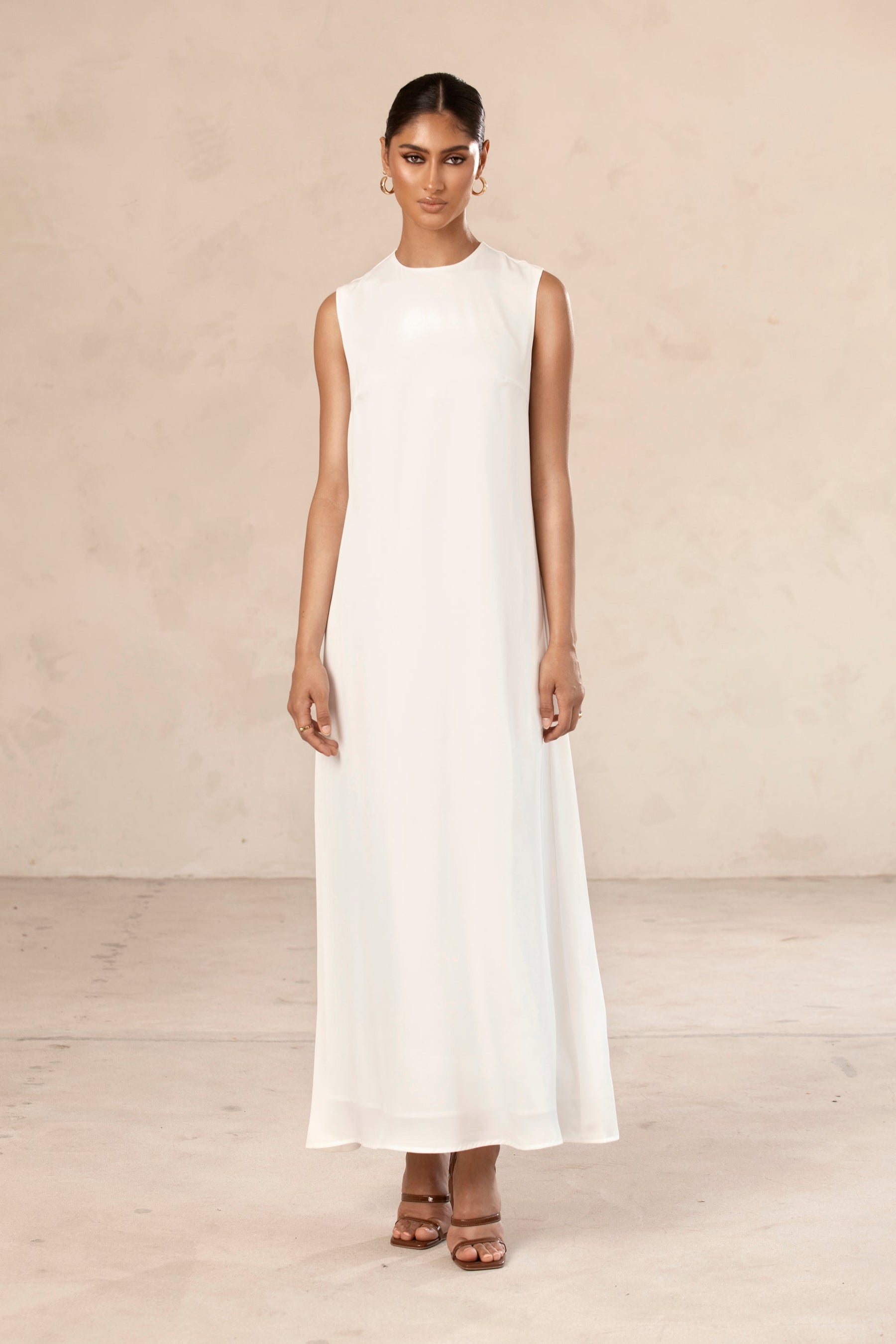 Sadia Sleeveless Maxi Dress & Skirt Set - White epschoolboard 