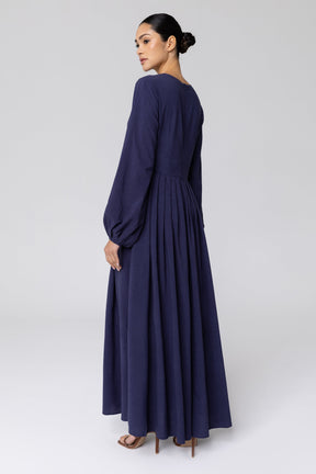Salwa (Salma) Pleated Maxi Dress - Dark Blue epschoolboard 