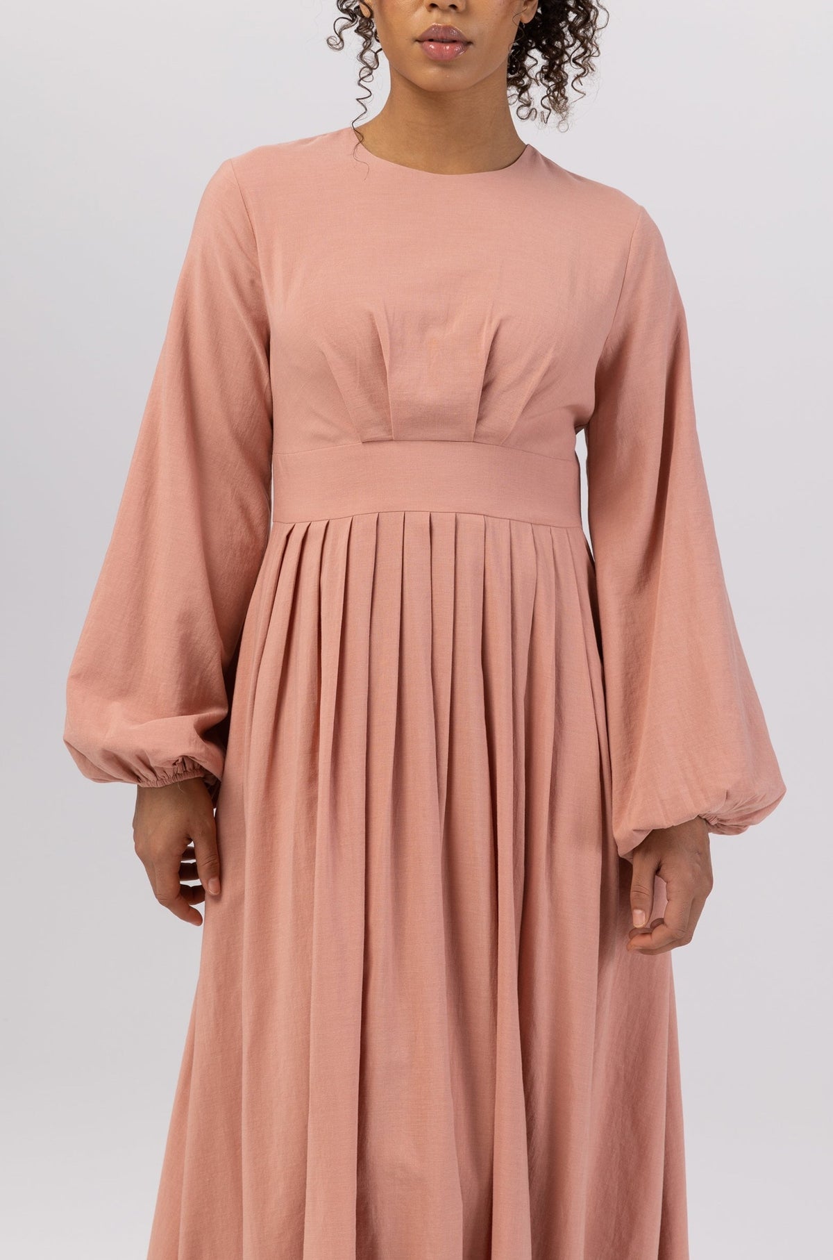 Salwa (Salma) Pleated Maxi Dress - Pink Peach (Burgundy) saigonodysseyhotel 