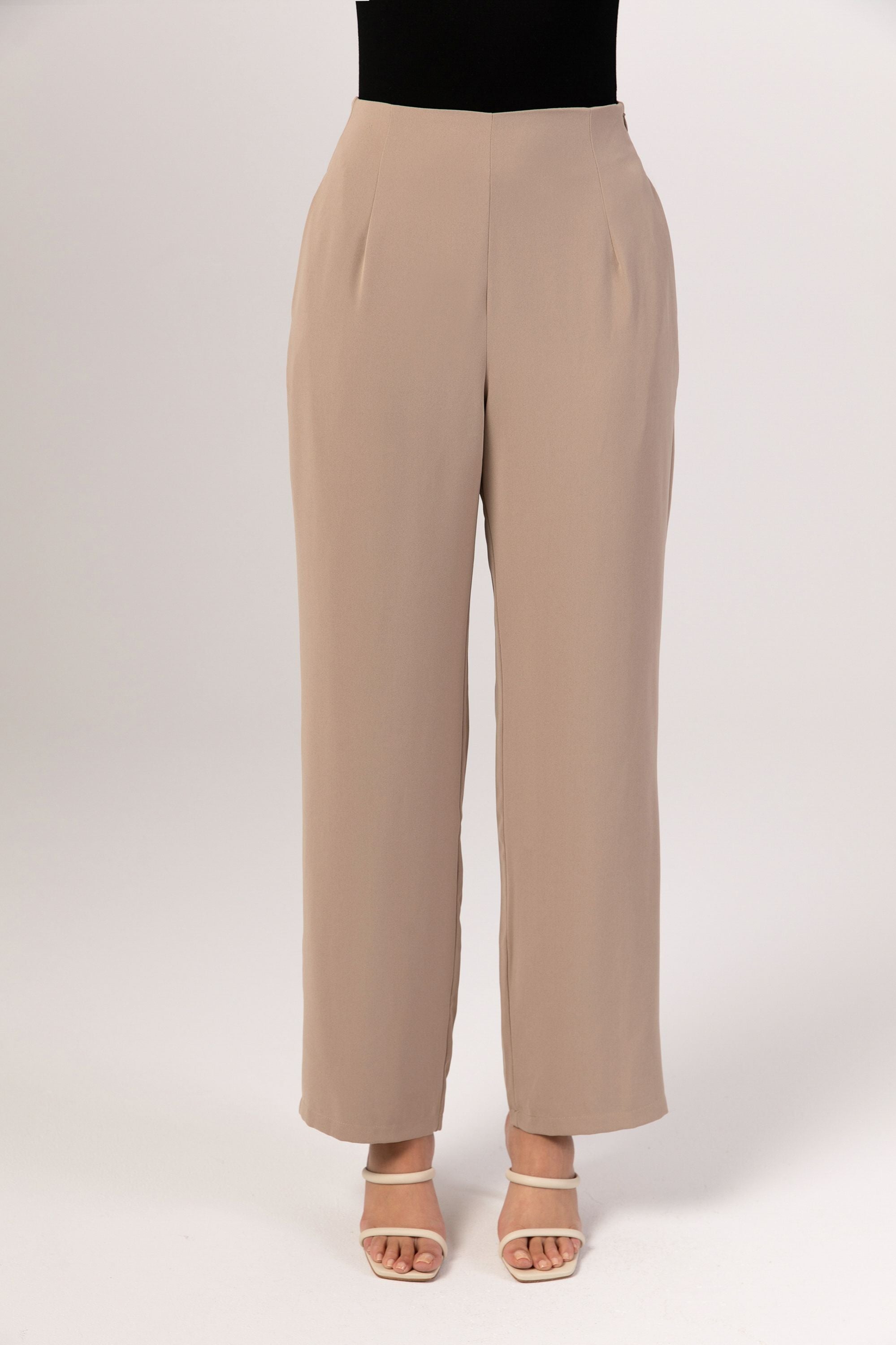 ZARA NEW WOMAN HIGH-WAIST WIDE-LEG WRAP TROUSERS PANT SAND Size M