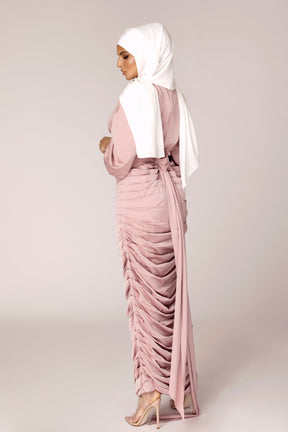 Selena Rouched Wrap Waist Gown - Dusty Pink epschoolboard 