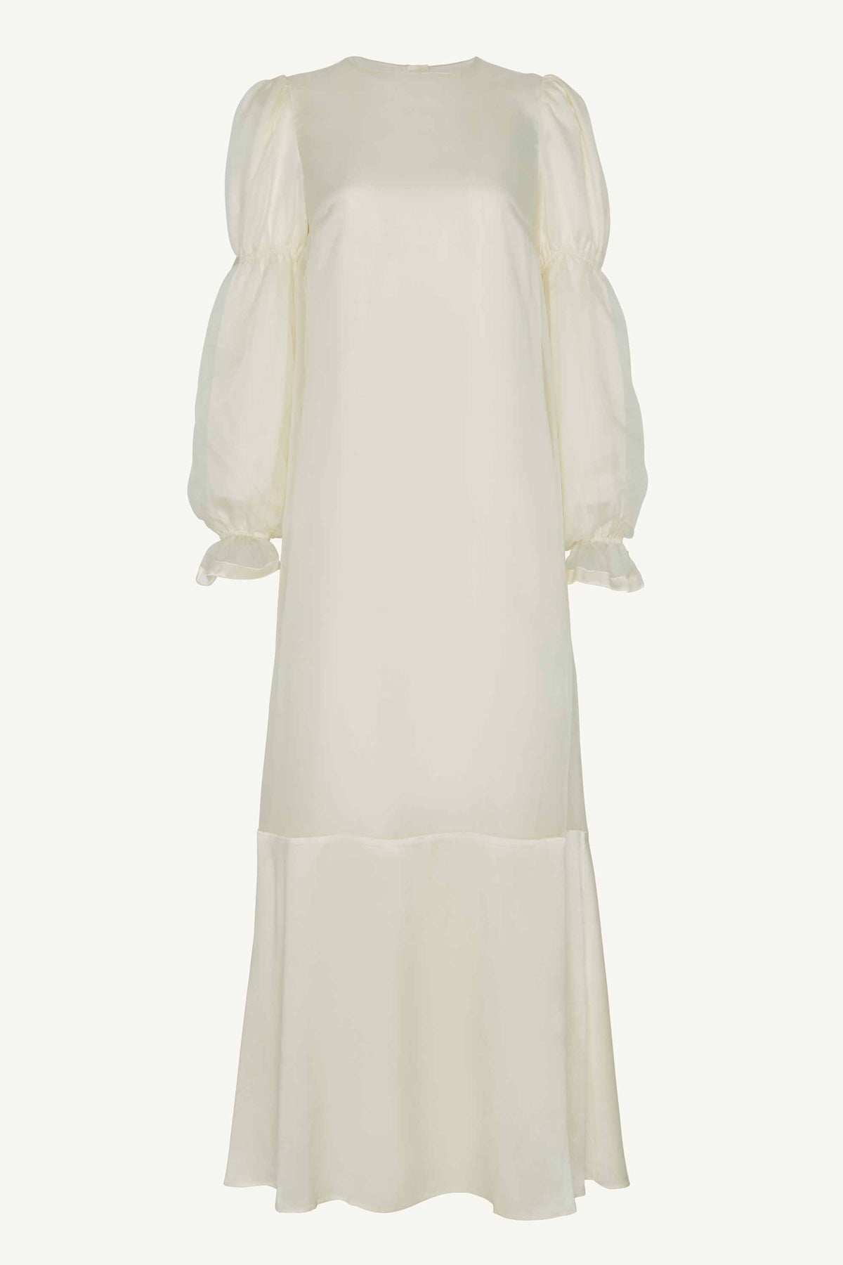 Silk Organza Satin Trim Maxi Dress - Off White Clothing epschoolboard 