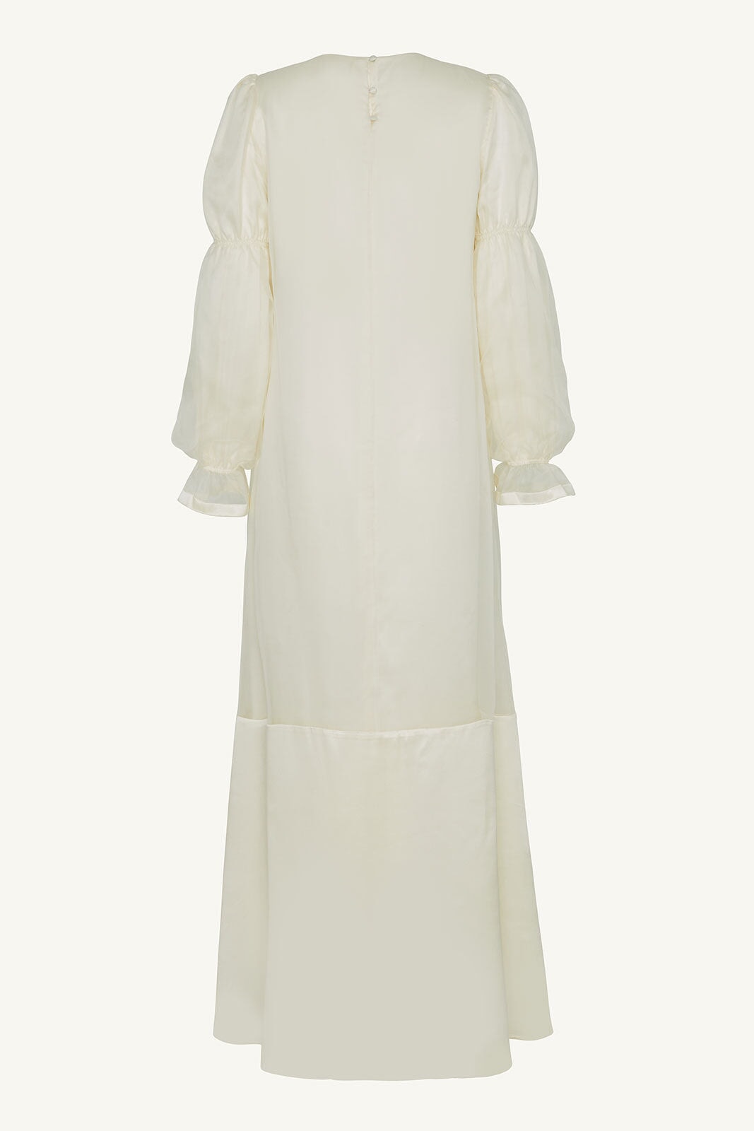 Silk Organza Satin Trim Maxi Dress - Off White Clothing saigonodysseyhotel 