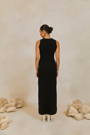 Sleeveless Knit Maxi Dress - Black saigonodysseyhotel 