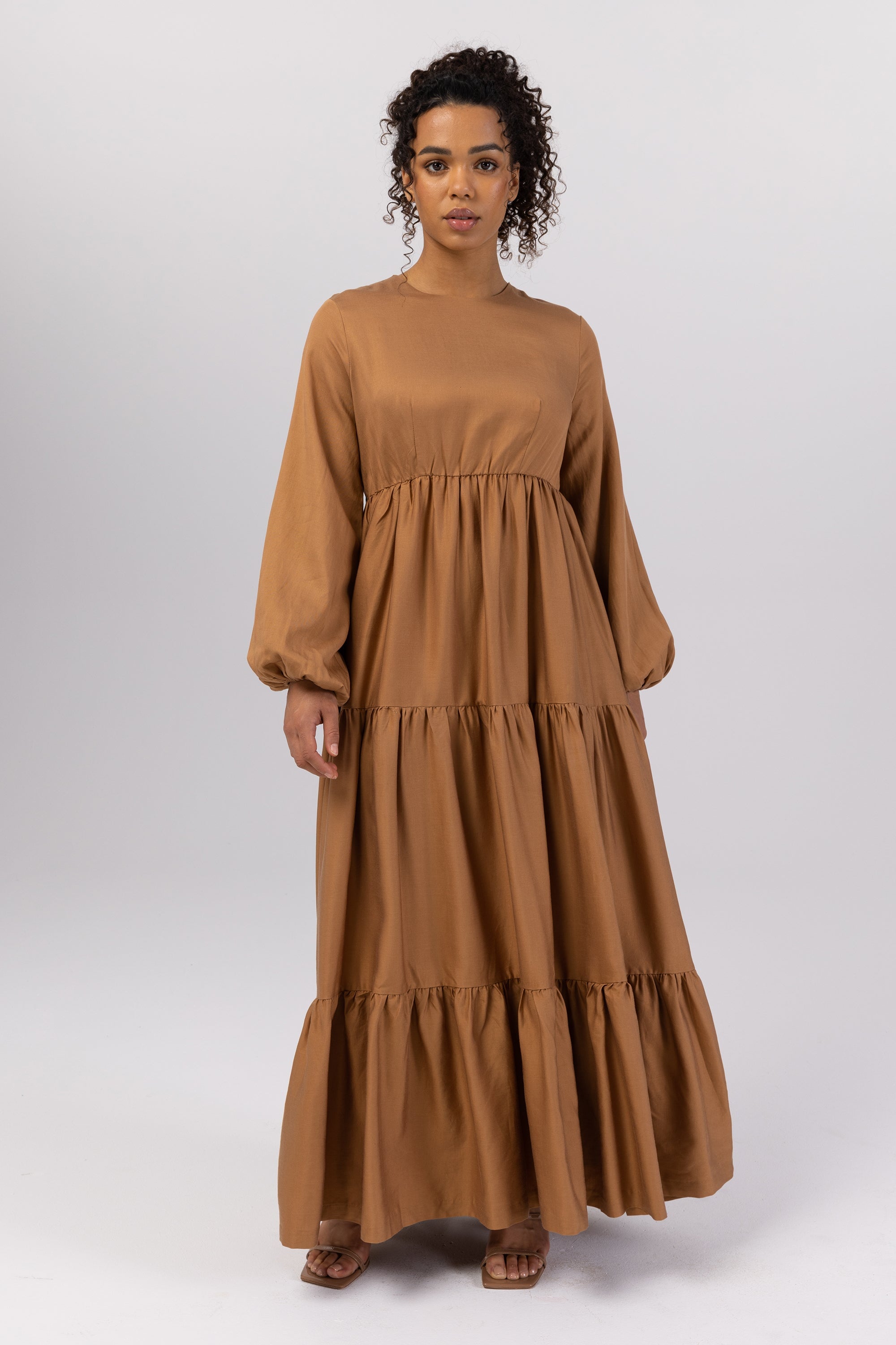 Tala Tiered Linen Maxi Dress - Brown Sugar epschoolboard 