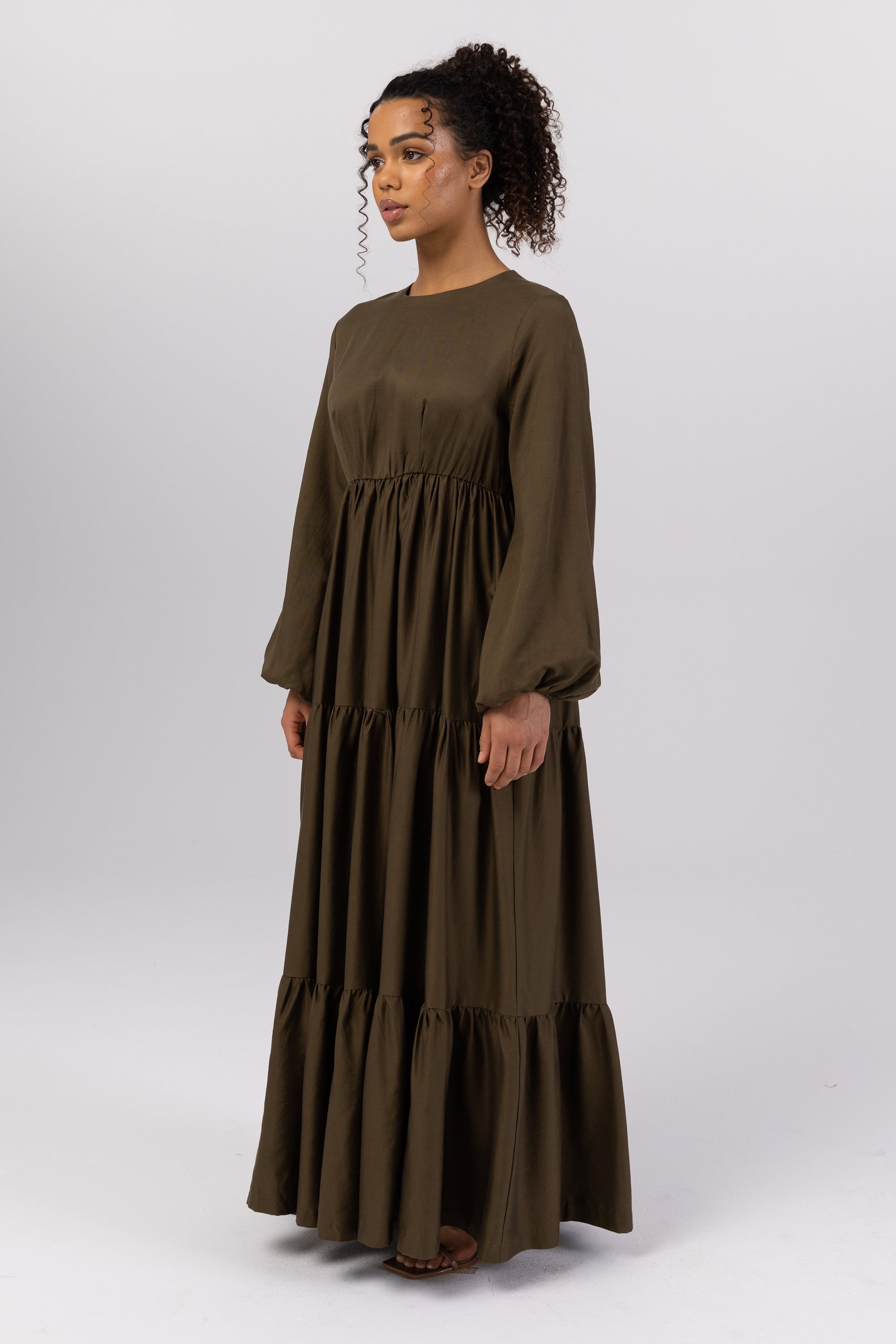 Tala Tiered Linen Maxi Dress - Dark Olive epschoolboard 