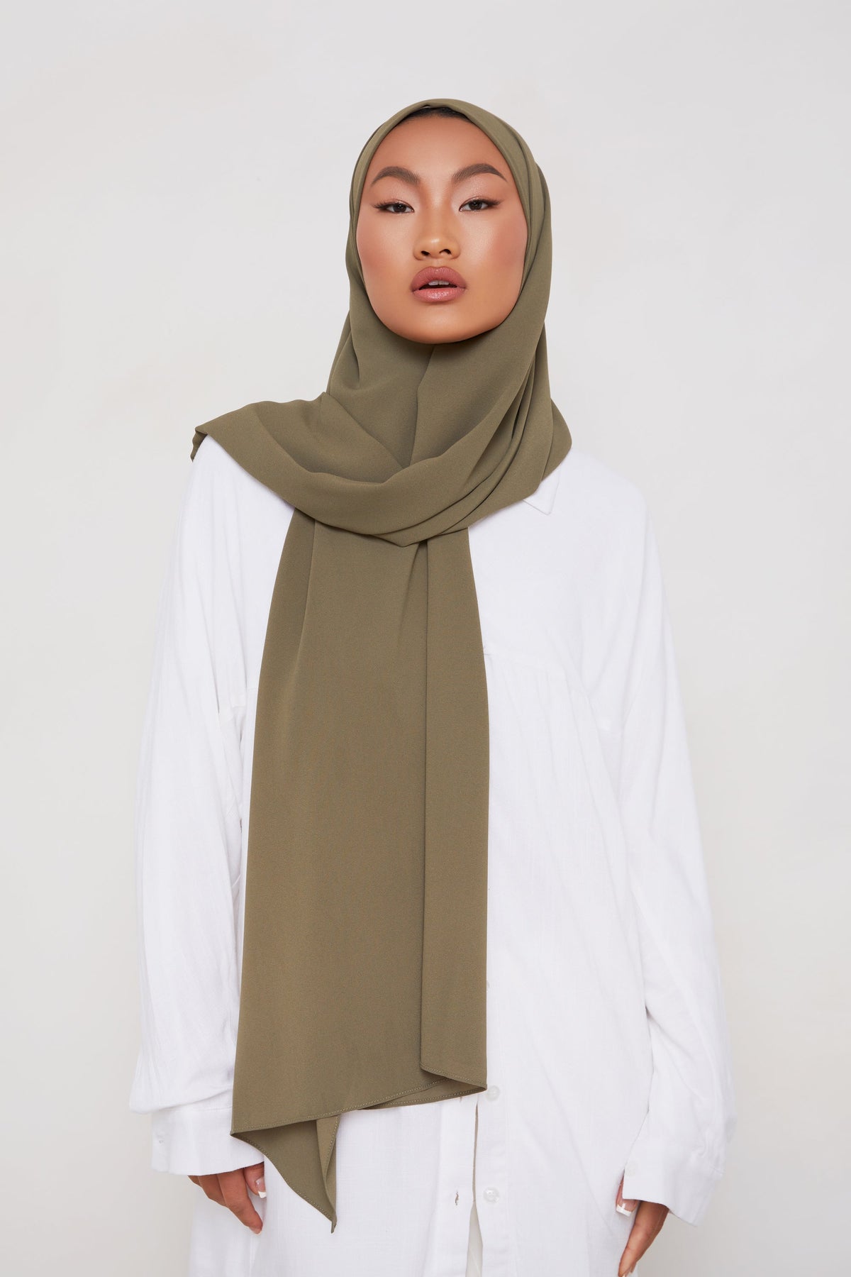 TEXTURE Classic Chiffon Hijab - Khaki Green saigonodysseyhotel 