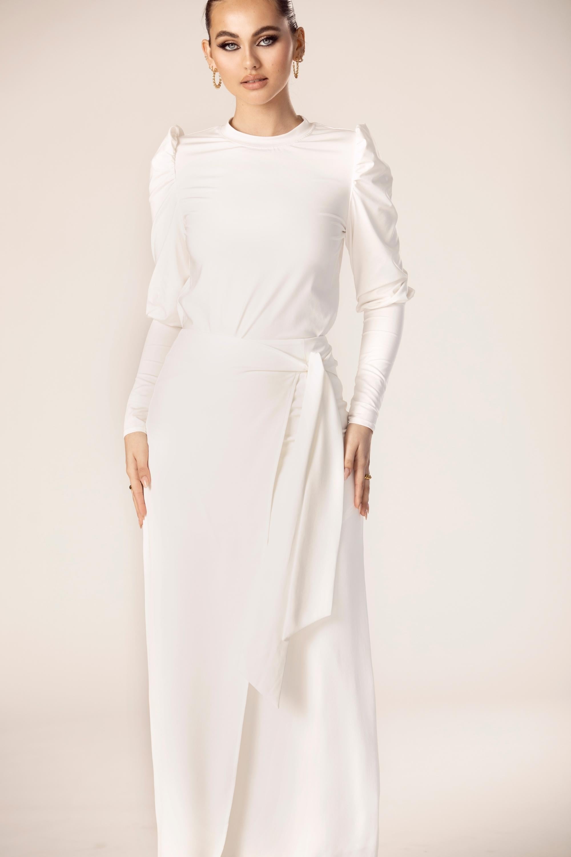 Tie Waist Maxi Skirt - White Veiled Collection 