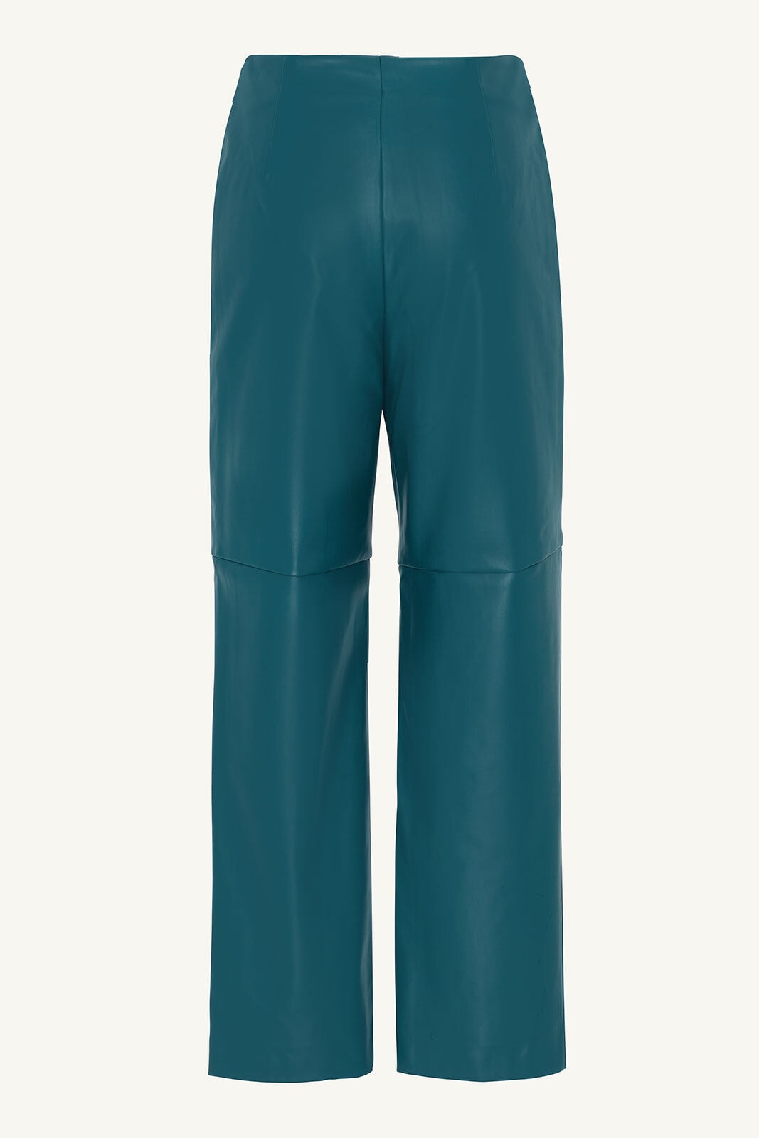 Vegan Leather Wide Leg Trousers - Deep Teal Clothing Veiled
