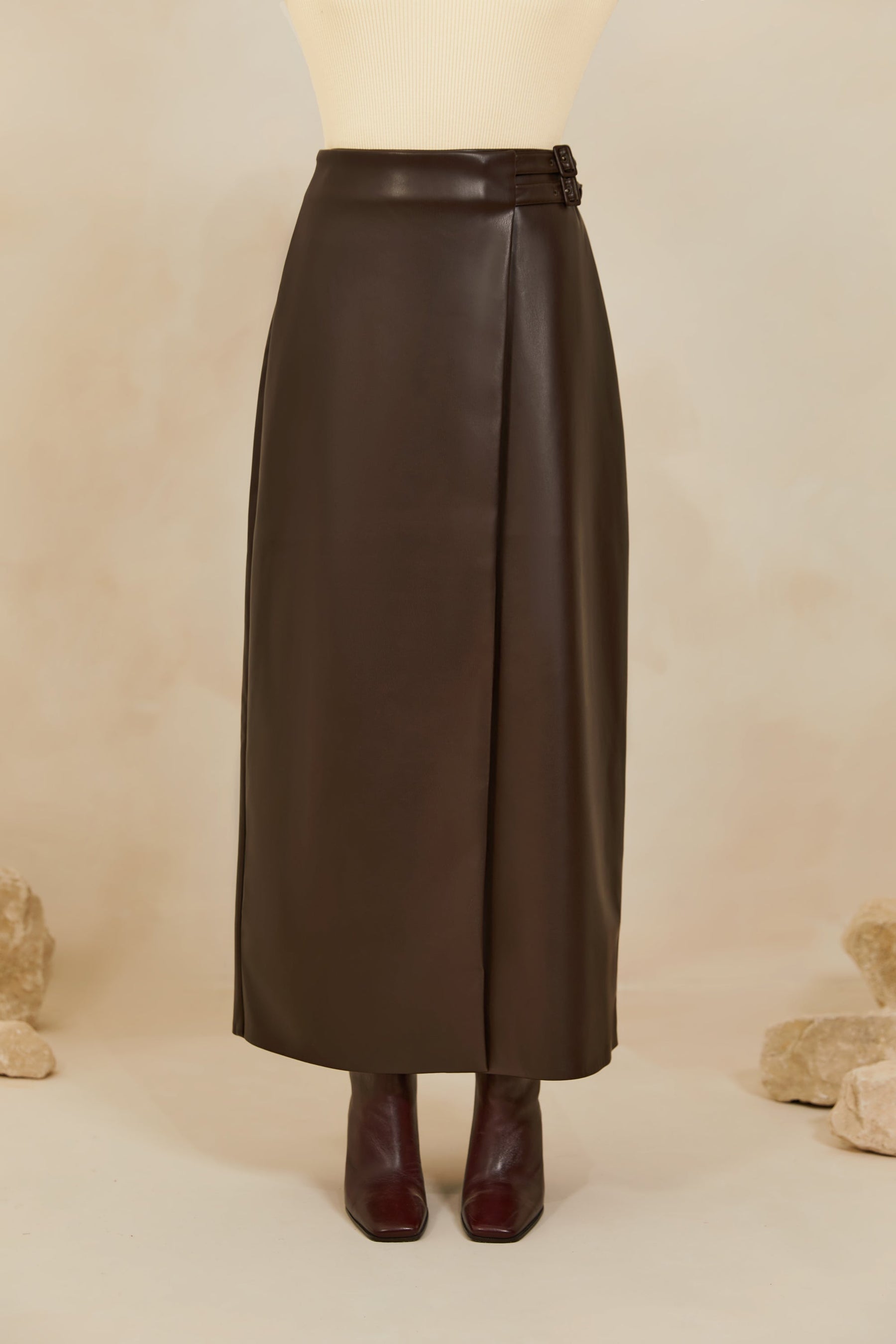 Vegan Leather Wrap Maxi Skirt - Java epschoolboard 