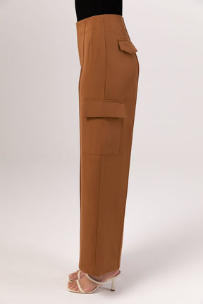 Wide Leg Utility Cargo Pants - Brown epschoolboard 