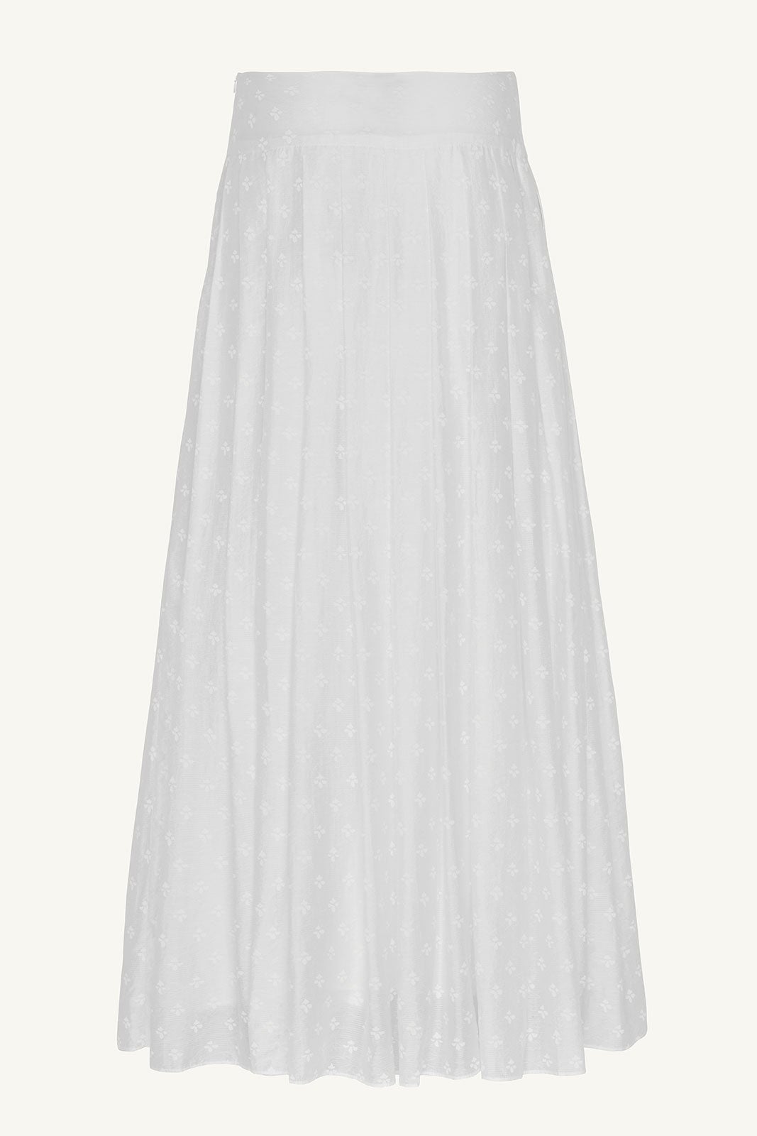 Yasmine Monochrome Floral Pleated Maxi Skirt - Off White Clothing saigonodysseyhotel 