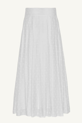Yasmine Monochrome Floral Pleated Maxi Skirt - Off White Clothing epschoolboard 