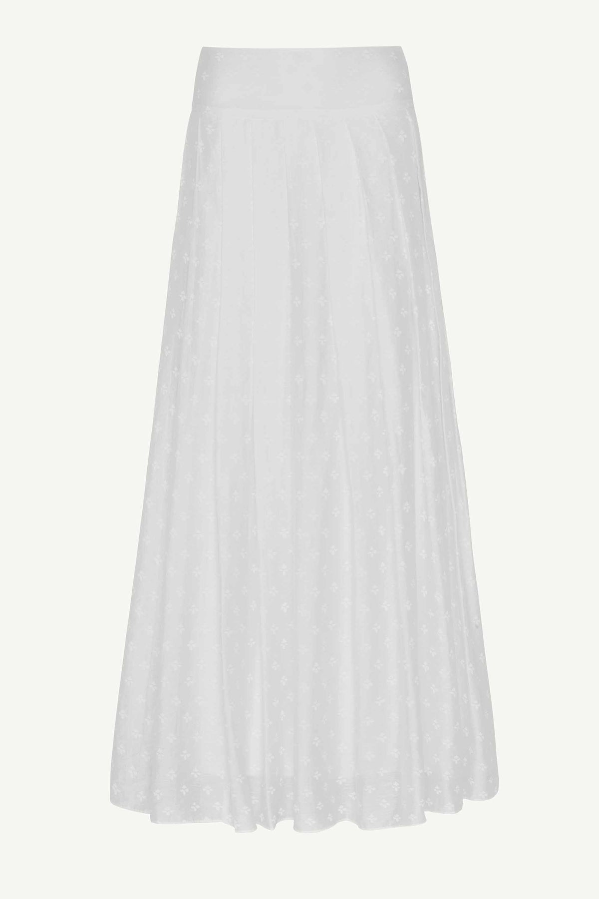 Yasmine Monochrome Floral Pleated Maxi Skirt - Off White Clothing saigonodysseyhotel 