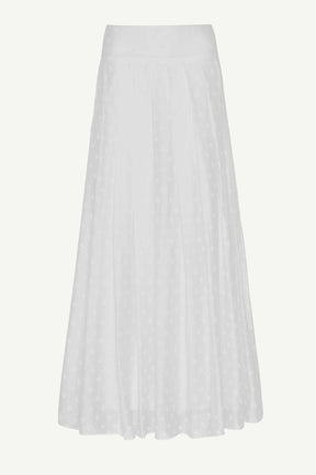 Yasmine Monochrome Floral Pleated Maxi Skirt - Off White Clothing epschoolboard 