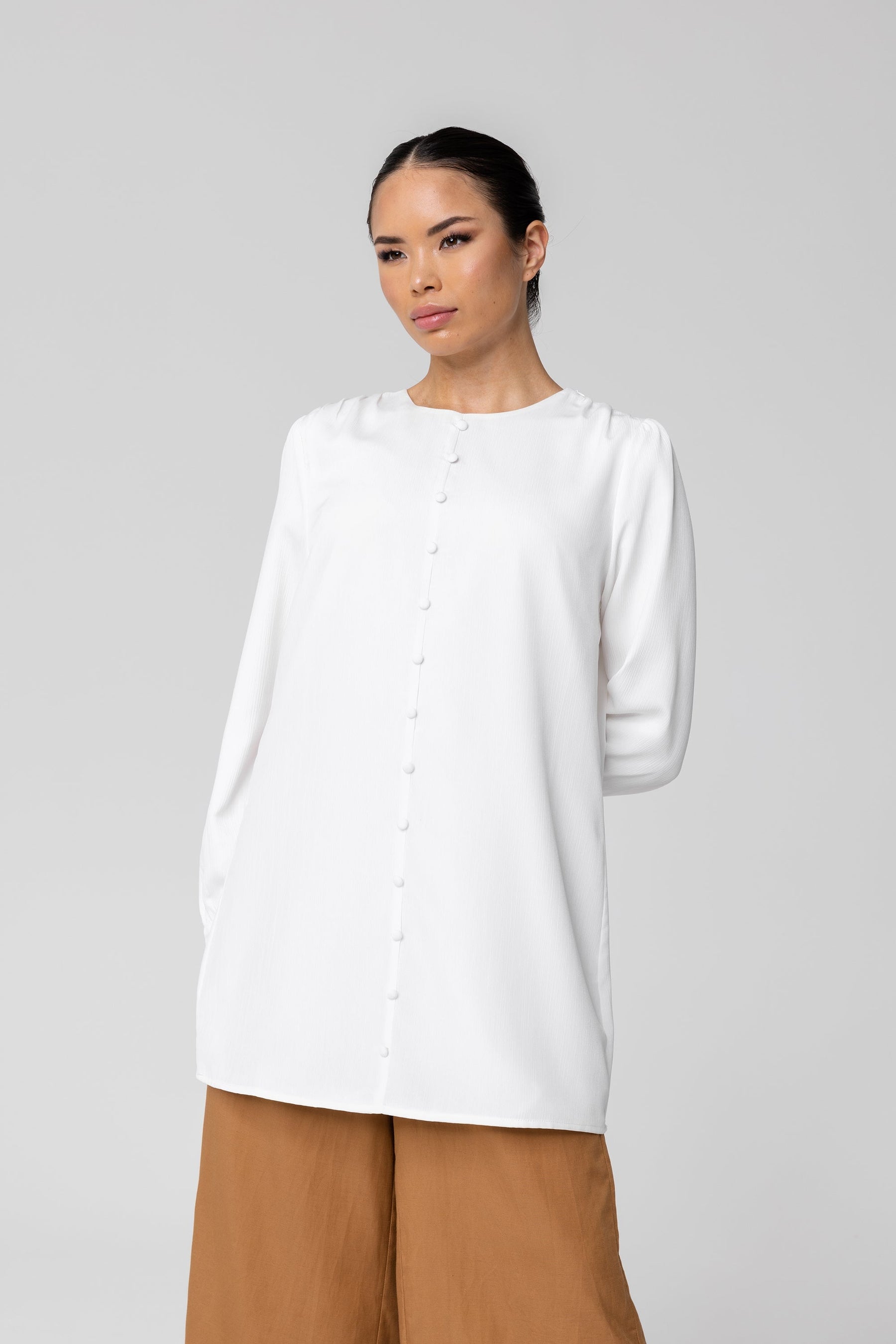 Yuna White Button Front Top epschoolboard 