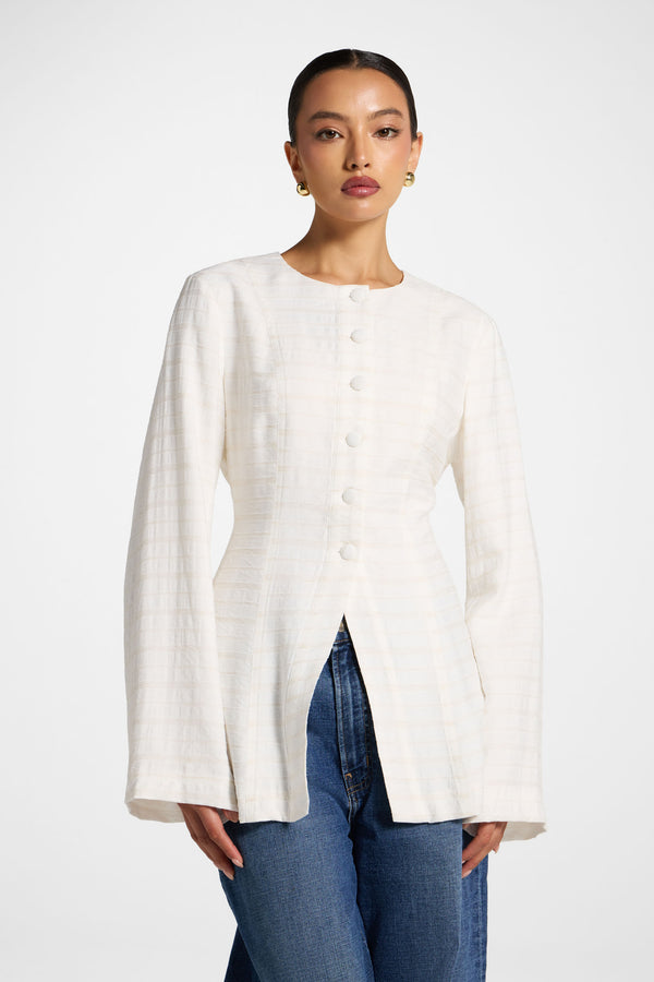 Alice Lace Up Back Top - Natural