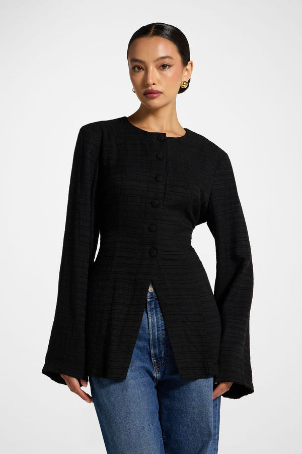 Alice Lace Up Back Top - Black