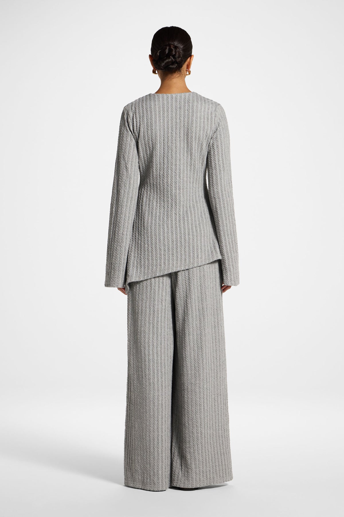 Asymmetric Cotton Blend Top - Charcoal