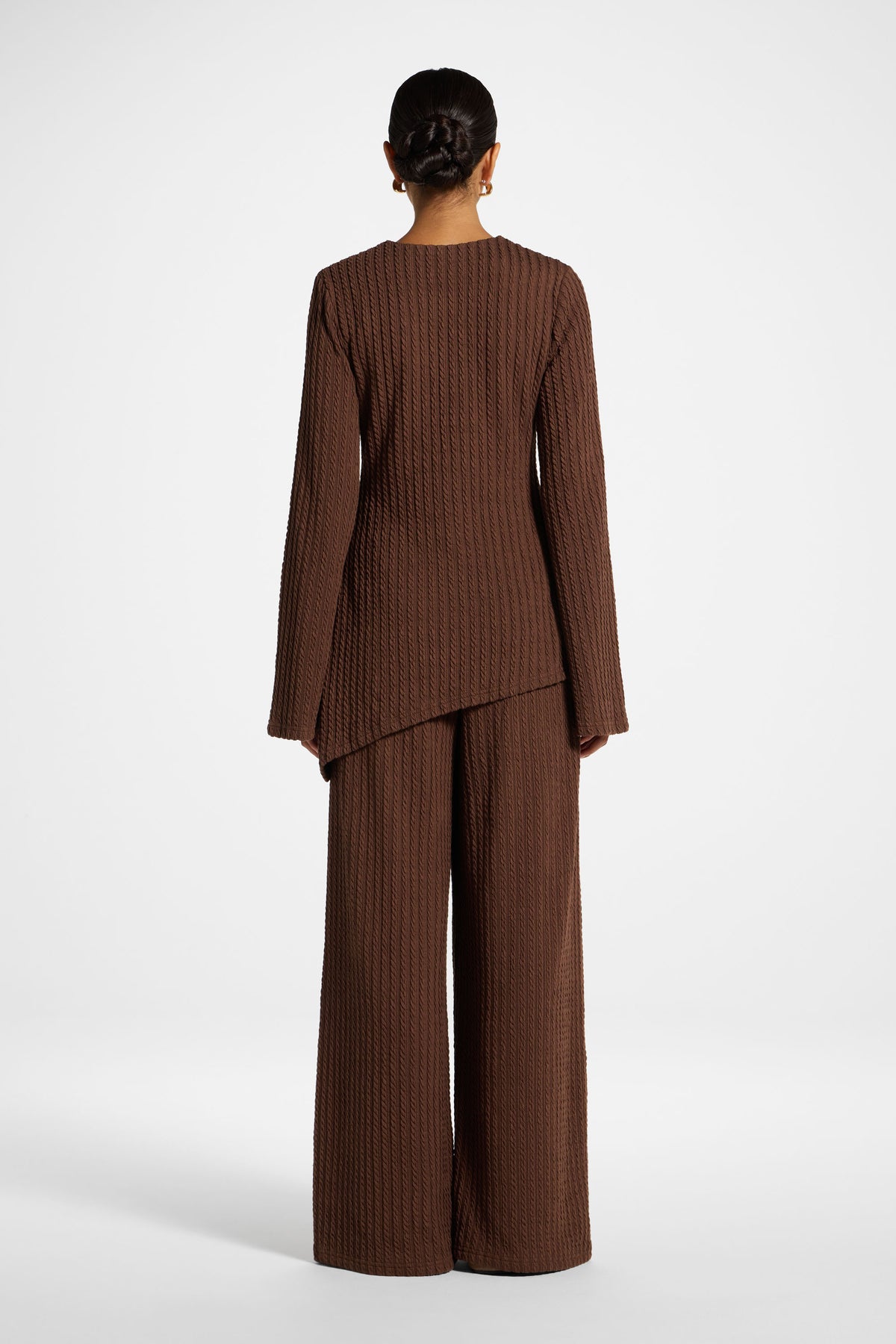 Asymmetric Cotton Blend Top - Coffee Quartz