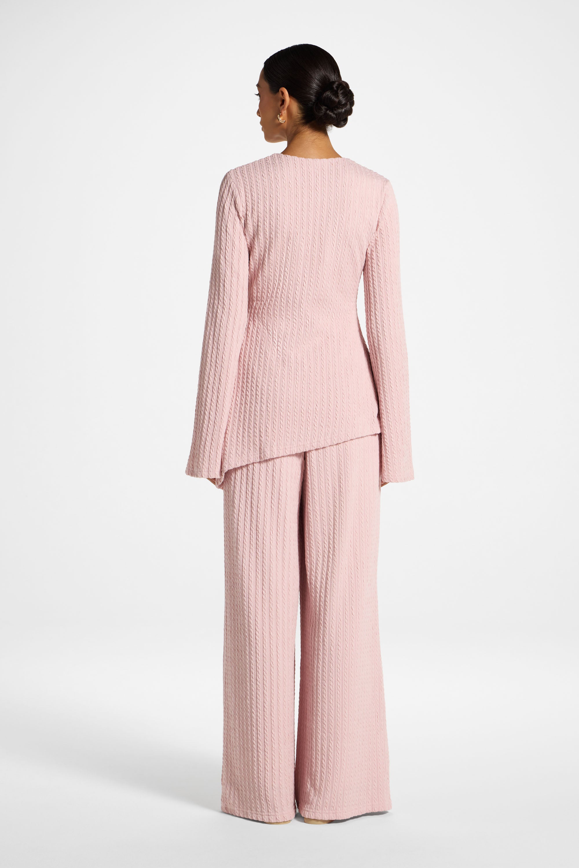 Asymmetric Cotton Blend Top - Pink Frost