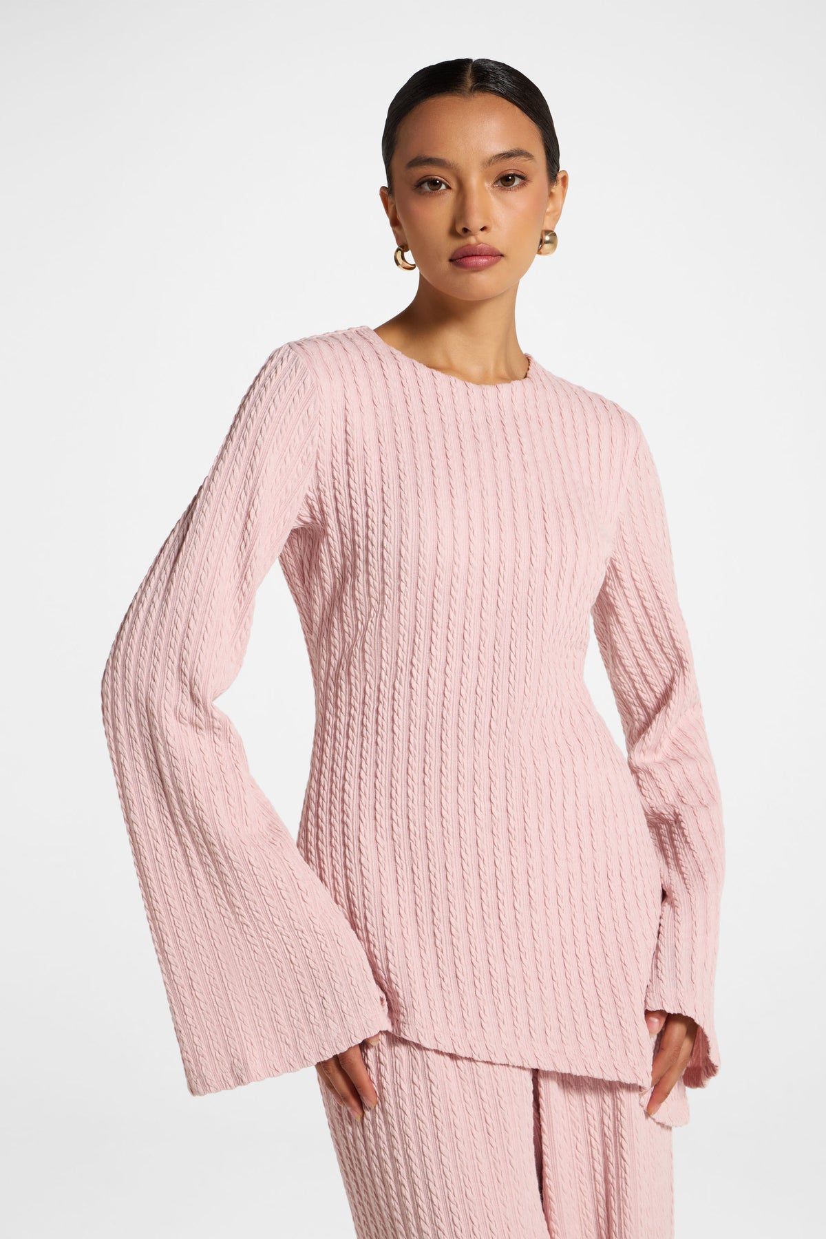 Asymmetric Cotton Blend Top - Pink Frost