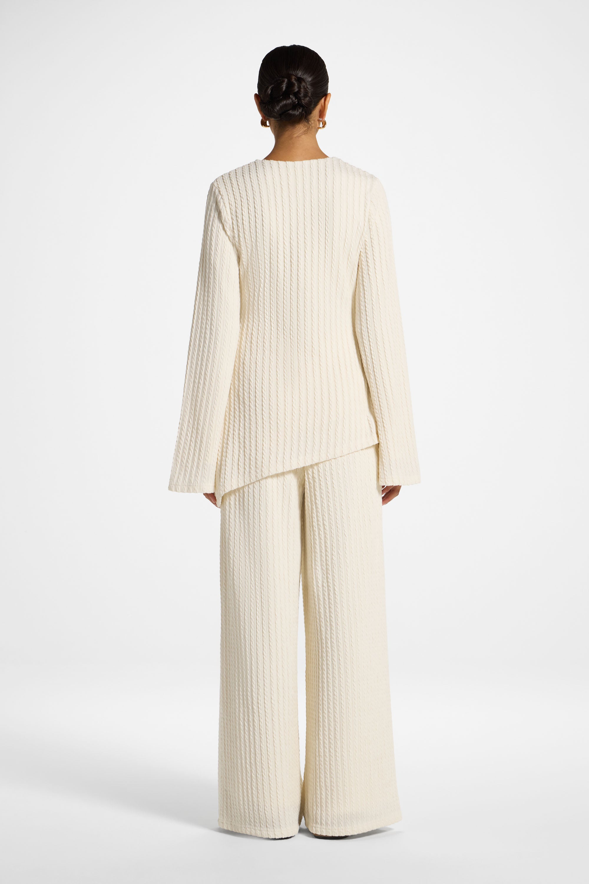 Asymmetric Cotton Blend Top - Sand
